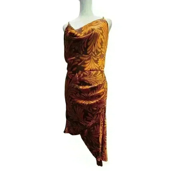 DRESS FORUM DECO ASYMETRICAL HEM MINI DRESS OPEN BACK SPAGHETTI STRAP SIZE L - Picture 11 of 16